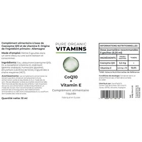 Pure Organic Vitamins Gouttes liquides de coenzyme Q10 avec vitamine E – Complément alimentaire CoQ10 – Technologie MyCell, a