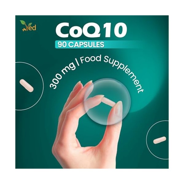 Ved Best CoQ10 à haute absorption, végétarien, sans gluten, complément alimentaire, 300 mg 90 gélules végétales