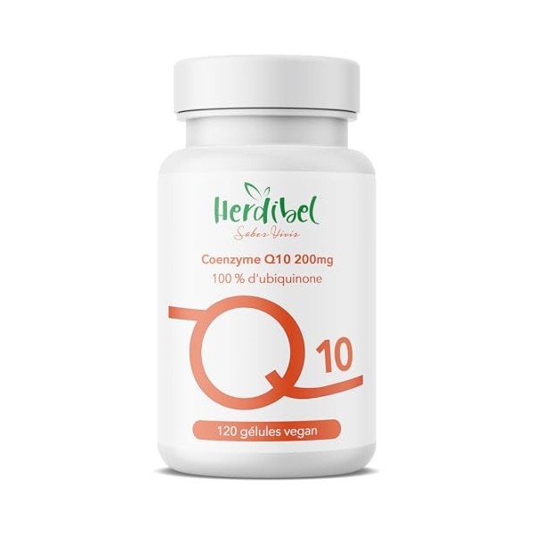 Coenzyme Q10 200mg | 120 gélules végétaliennes de CoQ10 100% pure pendant 4 mois | Q10 naturellement fermenté | Antioxydant,
