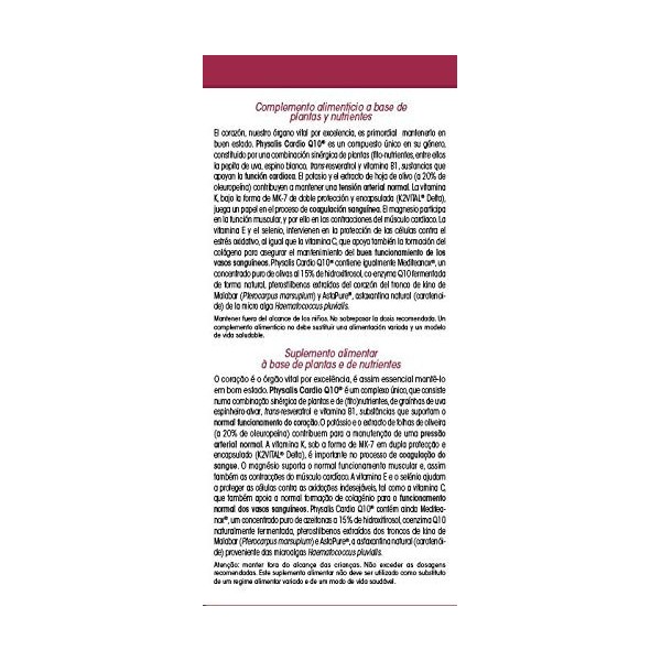 PHYSALIS CARDIO Q10 60comp. – comprimés faciles à intégrer à la routine quotidienne, facile à intégrer dans la routine de la 