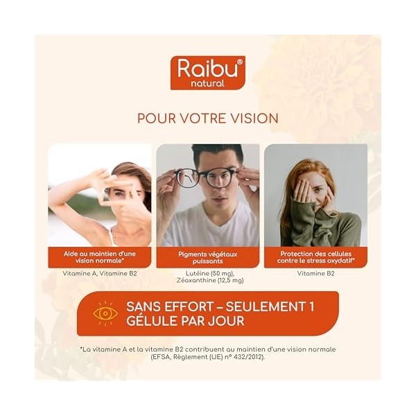 Complément Alimentaire pour les Yeux - Lutéine 50 mg + Zéaxanthine 12,5 mg - 120 Gélules, Traitement de 4 mois - Avec Vitamin