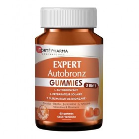Forté Pharma - Expert AutoBronz Gummies solaire - L-tyrosine, Lutéine, Beta carotene - Complement alimentaire bronzage - Tein...