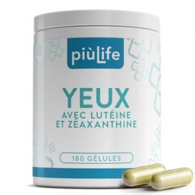 Luteine Zeaxanthine PiùLife Avec Acide Hyaluronique, Vitamine E, A, Zinc, Extrait De Myrtille Yeux Antioxydant Et Vigne, B2, 