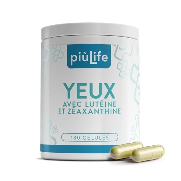Luteine Zeaxanthine PiùLife Avec Acide Hyaluronique, Vitamine E, A, Zinc, Extrait De Myrtille Yeux Antioxydant Et Vigne, B2,