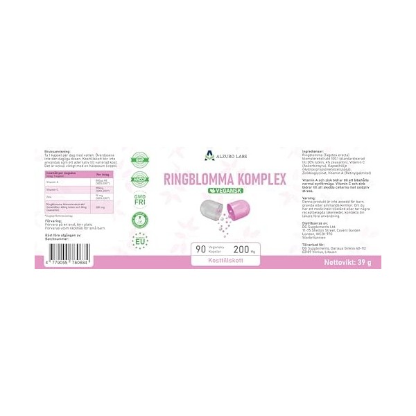 Alzuro Labs Lutéine & Zéaxanthine 200mg – 90 Gélules Véganes | Extrait de Fleur de Souci avec Vitamines A, C & Zinc | Vitamin