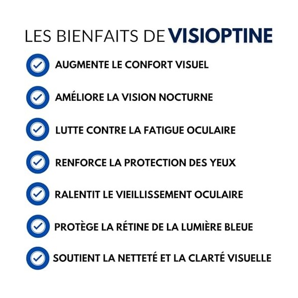 Visioptine – 60 Gélules • Lutéine, Zéaxanthine, Myrtille, Zinc, Vitamines C & E • Protection Oculaire & Vision • Anti-Lumière