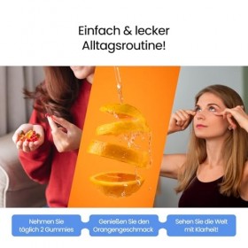 Gummily® Gummies au complexe de lutéine pour les yeux sans sucre - Bêta-carotène - Vitamines C et E - Vegan - Vitamines pour 