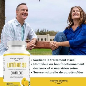 Lutéine 50 mg avec zéaxanthine, bêta-carotène, vitamines A & B2, pipérine | 180 gélules | Santé des yeux & protection contre 