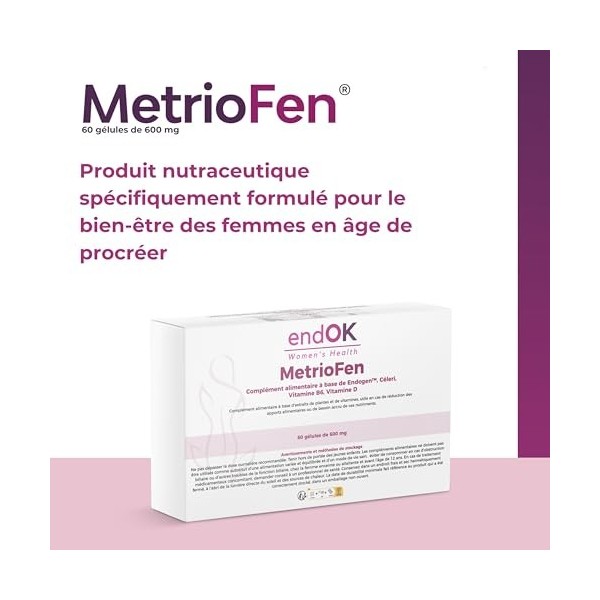 MetrioFen Supplément pour les douleurs pelviennes chroniques, le cycle menstruel, lendométriose et linflammation | Testé sc