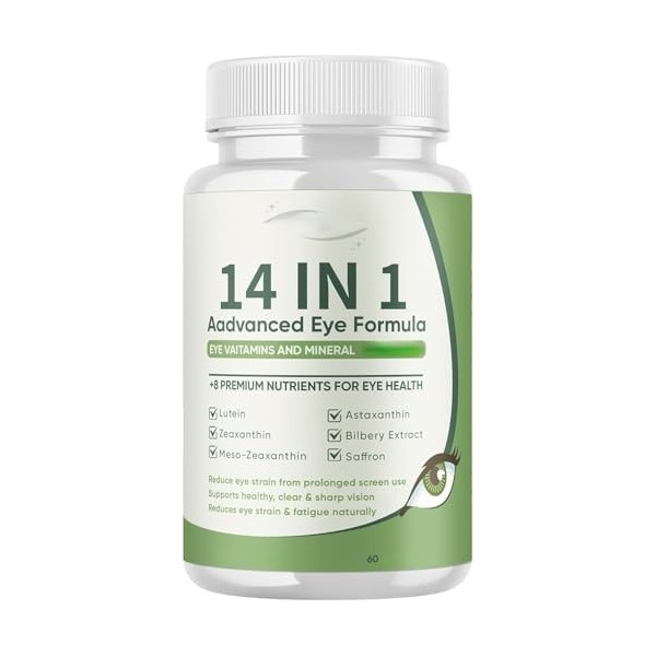 Formule AvancéE Pour Les Yeux 14 En 1 – Avec LutéIne, ZéAxanthine, Soutien De La Vision Et De La Concentration,(1Pcs) Lutéine