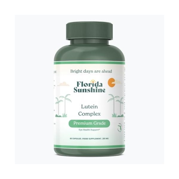 Florida Sunshine Complexe de Lutéine 200mg - 60 Gélules | Soutien de la santé oculaire | Protection antioxydante | Support de