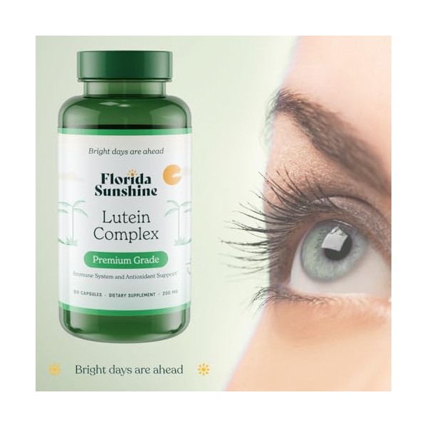 Florida Sunshine Complexe de Lutéine 200mg - 60 Gélules | Soutien de la santé oculaire | Protection antioxydante | Support de