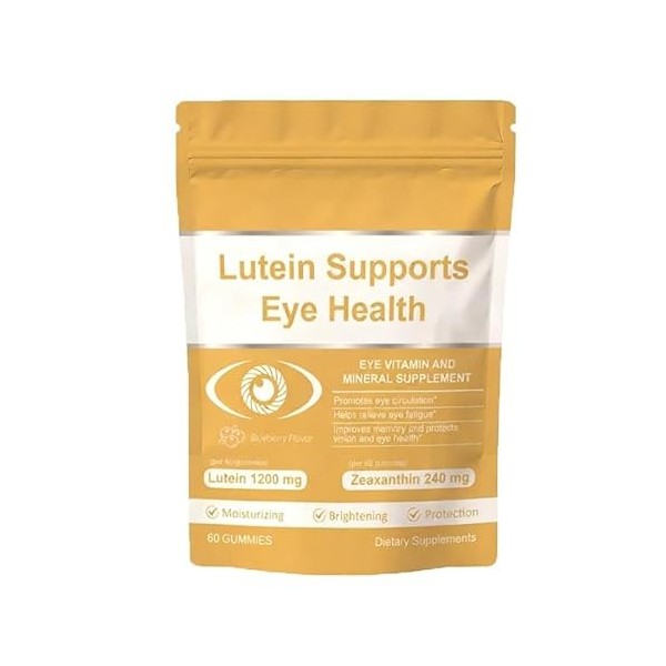 Lutein Lot de 60 gommes pour la santé oculaire, arôme myrtille, soutien de la vision