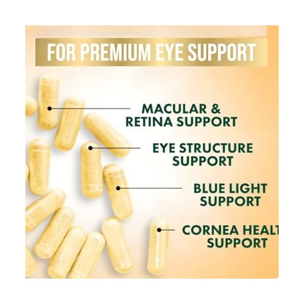 Vitamines oculaires : soutiennent la santé de la rétine et des yeux, peuvent être prises par les adultes et les personnes âgé