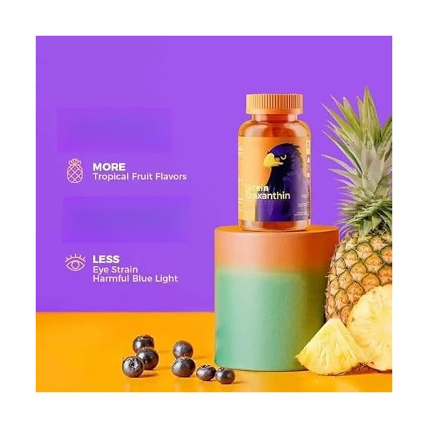 Lutéine et zéaxanthine – Sans sucre, supporte la lumière bleue – Idéal pour les yeux secs