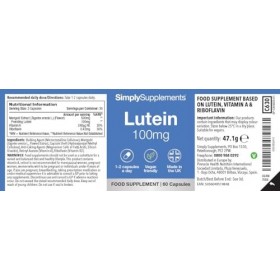 Capsules de Lutéine 100mg | avec Vitamine A & Riboflavine pour la Vision & le Métabolisme | Convient aux Végétariens & Végane