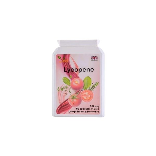 Suppléments de lycopène Ved | Super force, santé de la prostate et du cœur | Super antioxydant | 500 mg 360 capsules molles.