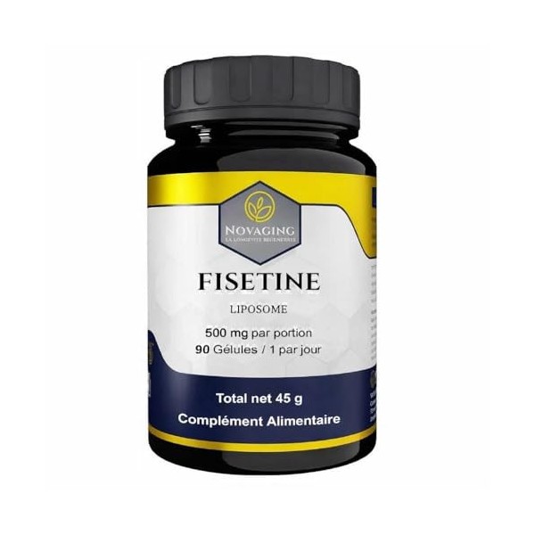 NovAging Fisetine Liposomale Zinc Picolinate Anti-âge, 90 gélules, 500mg, 100% Végétal, Antioxydant. Testé Sans additifs, OGM