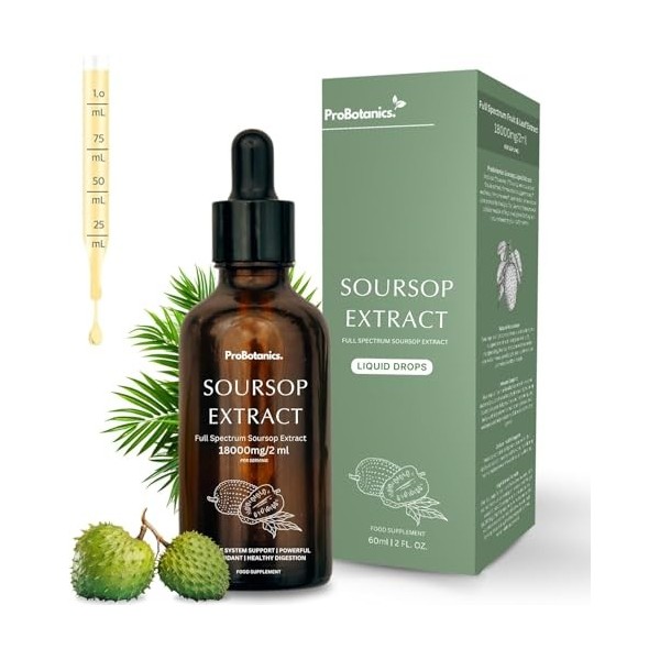 Gouttes de corossol bio pour le soutien cellulaire et la régénération | Haute résistance 600 mg par portion extrait 30:1 équ