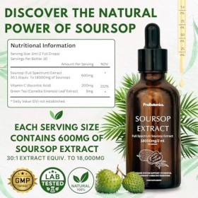 Gouttes de corossol bio pour le soutien cellulaire et la régénération | Haute résistance 600 mg par portion extrait 30:1 équ