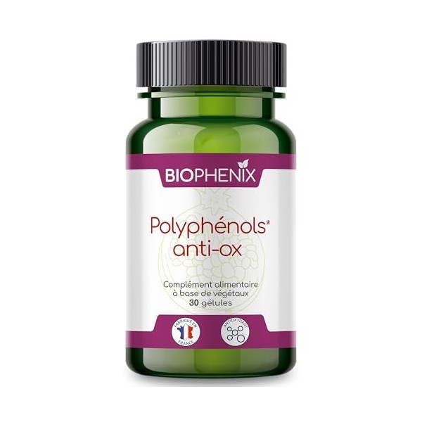 Biophénix Polyphénols Anti-Ox 30 Gélules - Complément Alimentaire 100% Naturel à Base de Végétaux - Resvératrol, Acérola Sauv