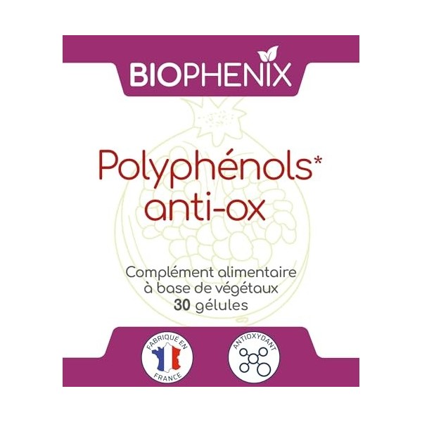 Biophénix Polyphénols Anti-Ox 30 Gélules - Complément Alimentaire 100% Naturel à Base de Végétaux - Resvératrol, Acérola Sauv