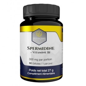NovAging Spermidine 6 mg + Vitamine B1-90 jours - Anti-Age - Antioxidant - 100% Vegan - Fortement dosé. Testé Sans OGM ni all