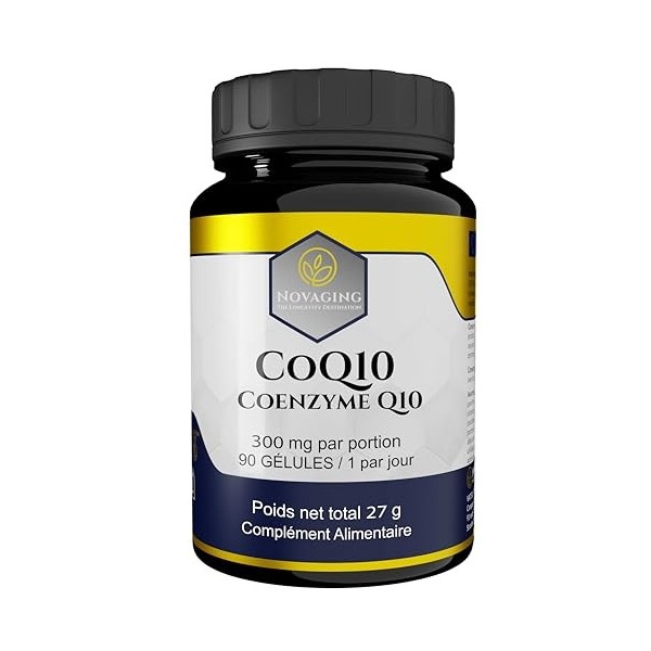NovAging CoEnzyme Q10 300 mg + Poivre Noir - Antioxydant - Vitalité Anti-Age - 90 Gélules - 3 Mois - 100% Vegan - Dose adapté