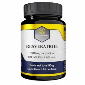 NovAging Resveratrol Pur 98% - Anti-Age - Antioxydant - 180 Gélules - 3 mois - 100% Vegan - Fortement dosé - Testé Sans addit
