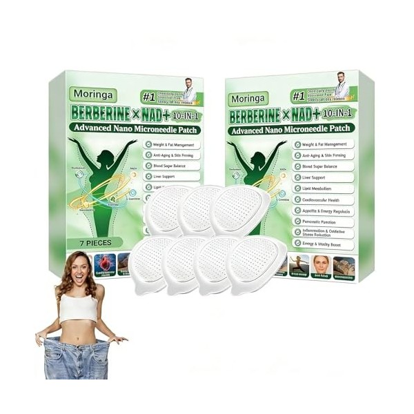 DFADKYWU Paquet de Boîtes Moringa X Berberine Patch, Patch Nano Microneedle Minceur, Facile à Appliquer, Ingrédients Naturels