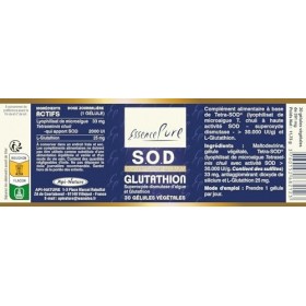 SOD Glutathion Essence Pure - Superoxyde Dismutase DAlgues et Glutathion - Antioxydant Aux Extraits Brevetés - 30 gélules Vé