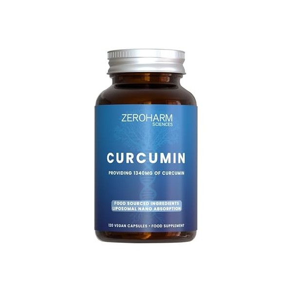 ZEROHARM Curcumine liposomale 1340 mg avec curcuma et pipérine – Soutien articulaire, anti-inflammatoire et immunitaire – Abs