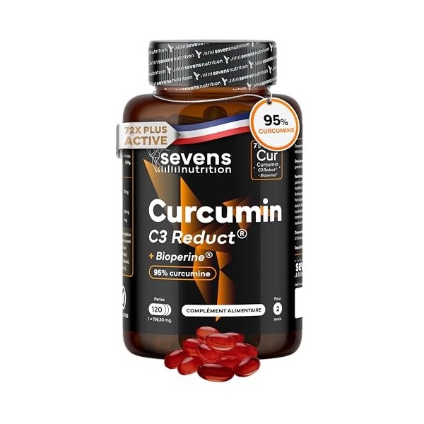 Curcumine C3 Reduct® avec BioPerine 95% – Curcuma Premium avec Huile d’Olive et MCT – 120 Softgels – Puissant Anti Inflammato