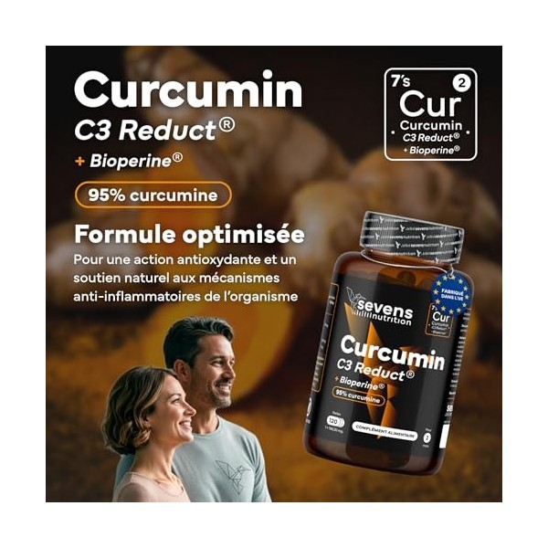 Curcumine C3 Reduct® avec BioPerine 95% – Curcuma Premium avec Huile d’Olive et MCT – 120 Softgels – Puissant Anti Inflammato