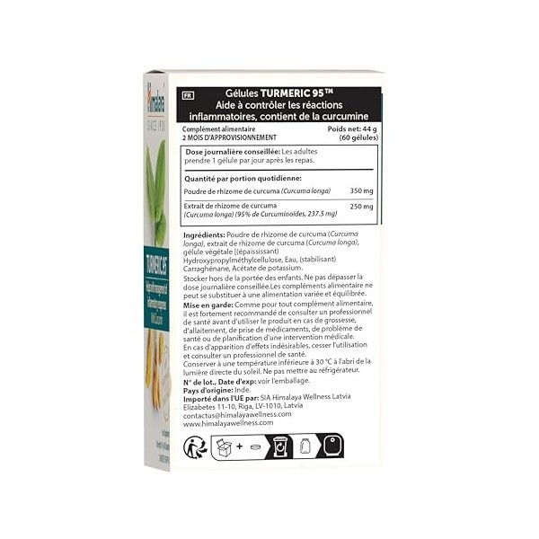Himalaya Curcuma 95 Supplément avec curcumine/curcuminoïdes, soutient le système immunitaire, résistance aux allergies, 600 m...
