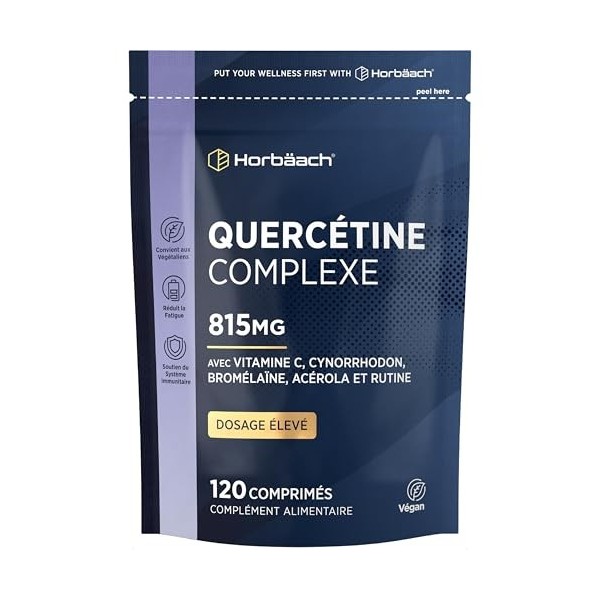 Quercetine Complex | 120 Gélules Vegan | Complément Alimentaire Avec Quercétine Bromelaine Vitamine C | Dose Èlevée | Quercet
