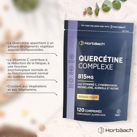 Quercetine Complex | 120 Gélules Vegan | Complément Alimentaire Avec Quercétine Bromelaine Vitamine C | Dose Èlevée | Quercet