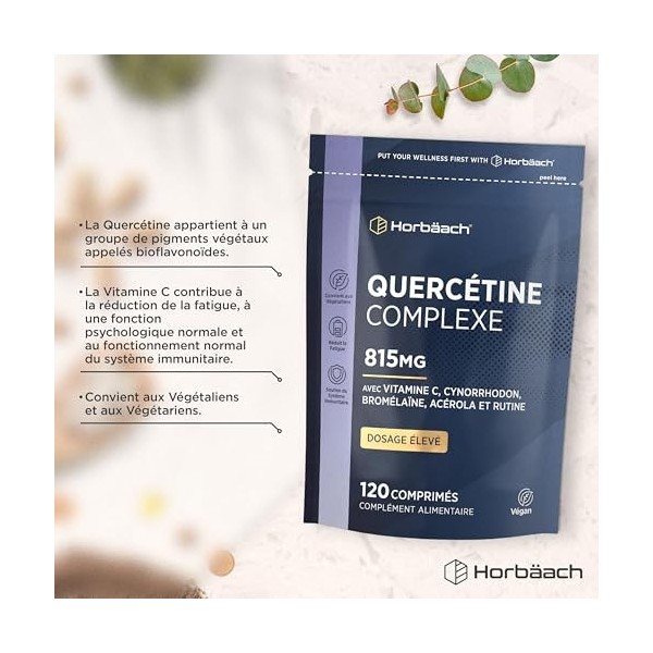 Quercetine Complex | 120 Gélules Vegan | Complément Alimentaire Avec Quercétine Bromelaine Vitamine C | Dose Èlevée | Quercet