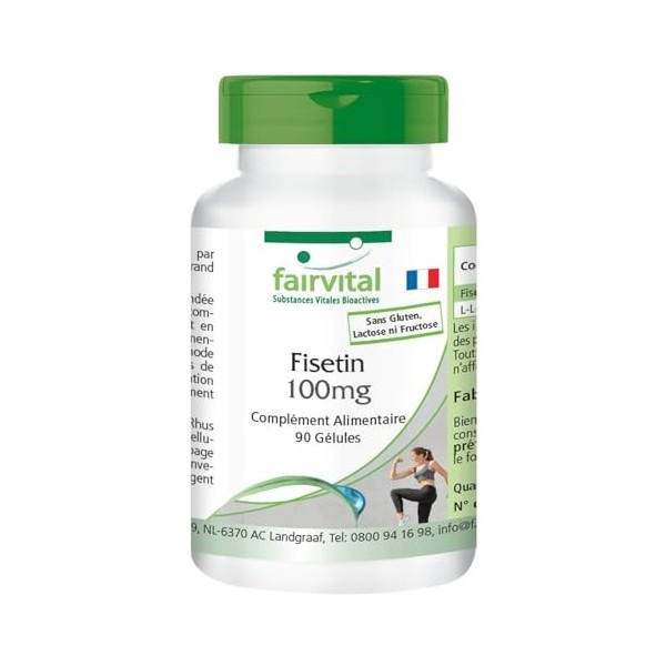 Fairvital | Fisetin 100mg - 90 gélules - de larbre de cire japonais - qualité contrôlée et hautement dosée - 100% végétalien