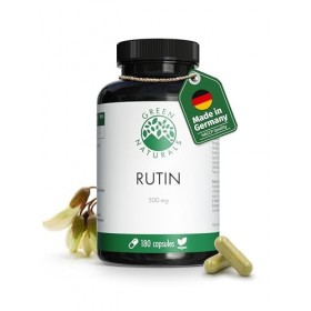 Rutine - Haute Dose: 500mg - Réserve pour 6 mois 180 gélules - Fabrication allemande - 100% Végétalien & Sans Additif - Gre