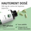 Rutine - Haute Dose: 500mg - Réserve pour 6 mois 180 gélules - Fabrication allemande - 100% Végétalien & Sans Additif - Gre