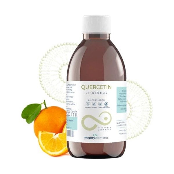 Mighty Elements Quercétine liposomale hautement dosée 300mg liquide 250ml vegan super goût haute biodisponibilité bouteille e