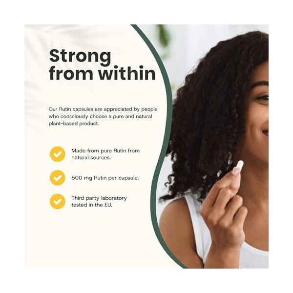 Cupplement Rutine Capsules 60 Pièces 500 MG par Capsules Bio - Sans Poudre - Supplément - Superfood - Comprimés - Rutine