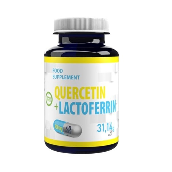 Quercétine avec complexe de Lactoferrine 60 capsules Vegetarian Supplément de santé immunitaire, haute biodisponibilité