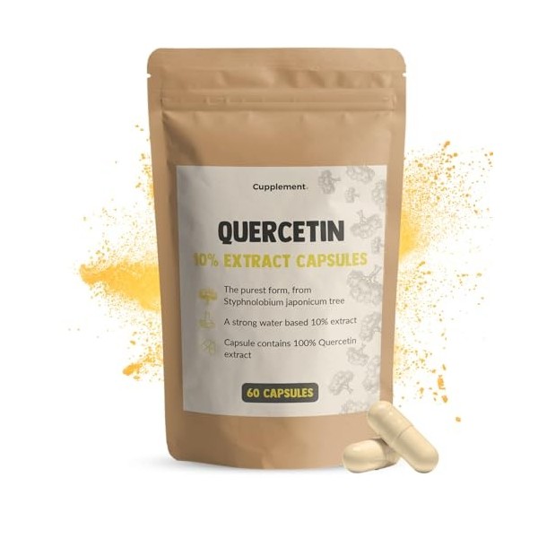 Cupplement - Extrait de Quercétine 60 Gélules - Formule Concentrée 10:1-250 mg par Gélule - Alternative Sans Zinc ni Bromélin