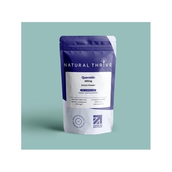 Natural Thrive Capsules en poudre dextrait de quercétine biologique 600 mg – Soulagement naturel des allergies et soutien im