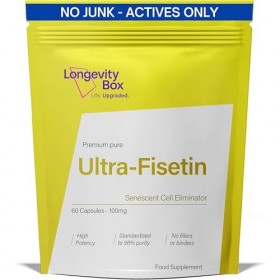 Longevity Box Fisétine 100 mg, 60 gélules, antioxydant 98 % pur, testé par un laboratoire tiers, végan, pour soutien du vieil