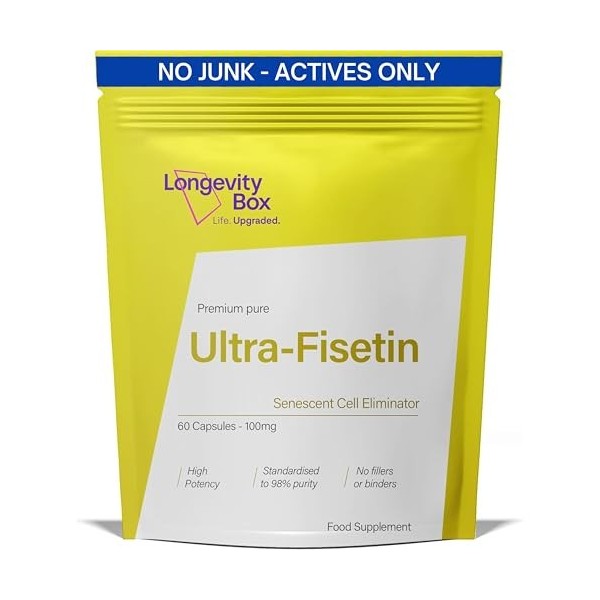Longevity Box Fisétine 100 mg, 60 gélules, antioxydant 98 % pur, testé par un laboratoire tiers, végan, pour soutien du vieil