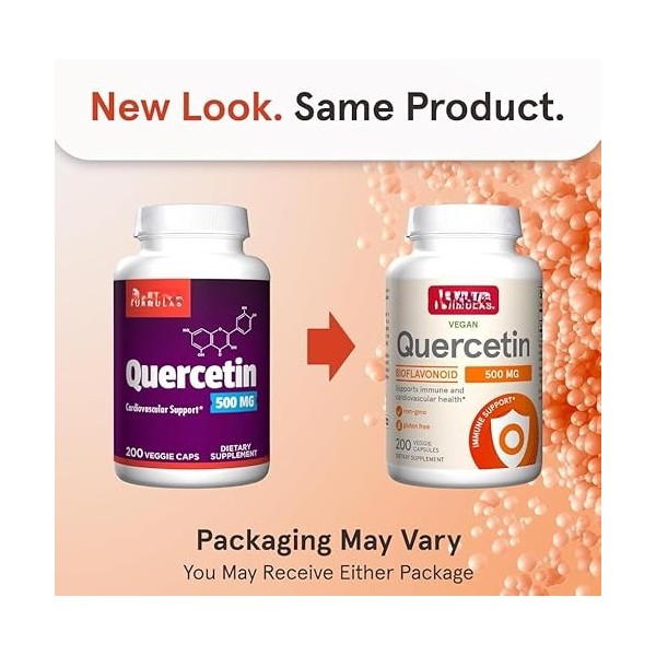 Quercétine végétalienne 500 mg par portion, 200 gélules