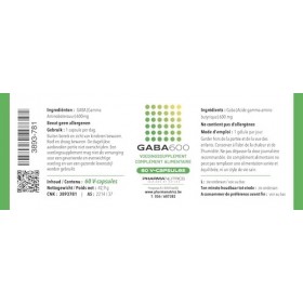 GABA 600 120 V-CAPS PHARMANUTRICS //NATUURLIJKE NEUROTRANSMITTER- ANGST- STRESS- ZENUWSTELSEL//VOEDINGSSUPPLEMENT//MADE IN BE